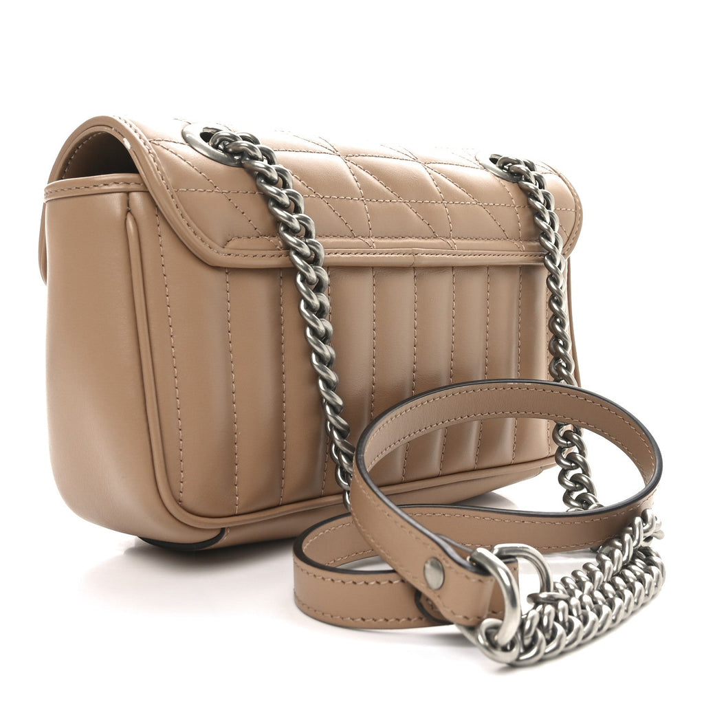 Calfskin Matelasse Aria Mini GG Marmont Shoulder Bag Camelia