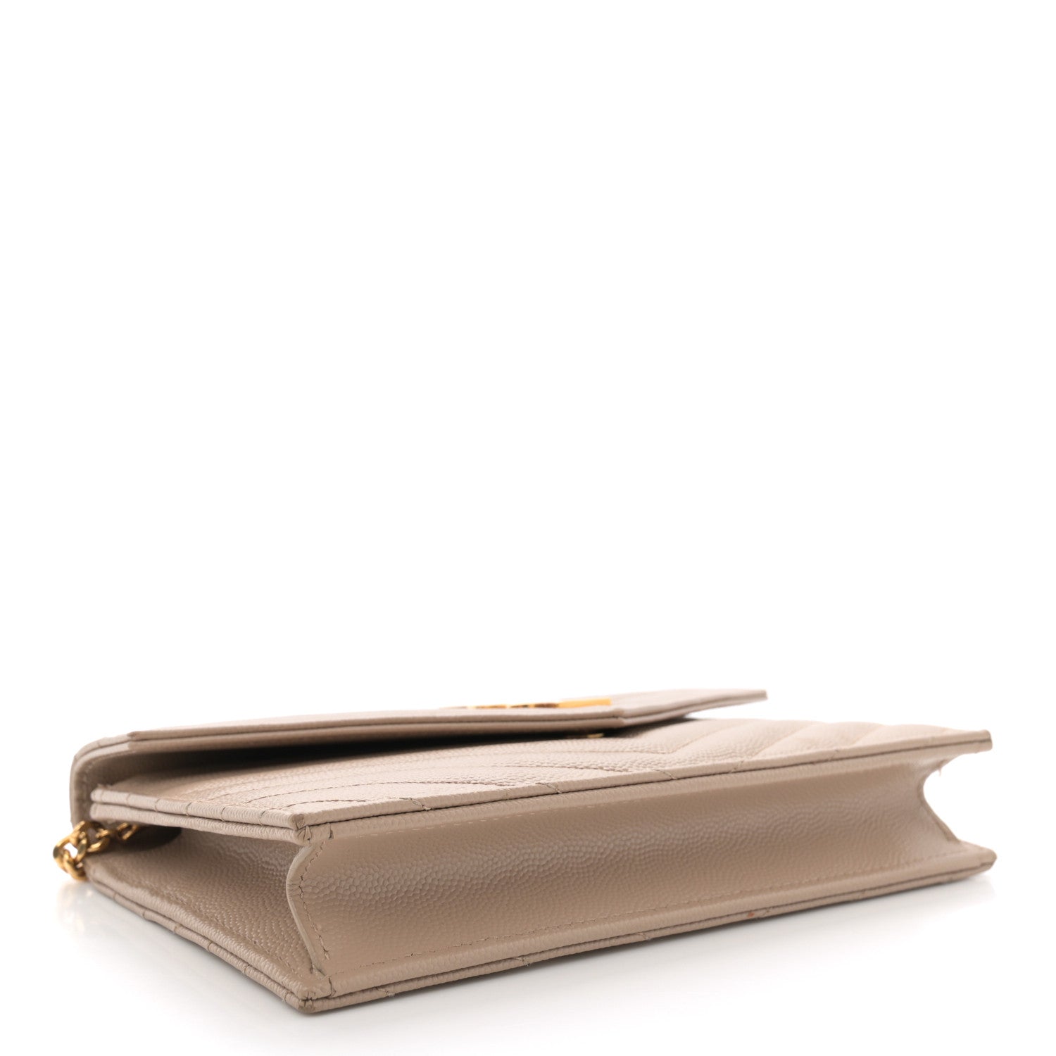 Grain De Poudre Matelasse Chevron Monogram Envelope Chain Wallet Dark Latte