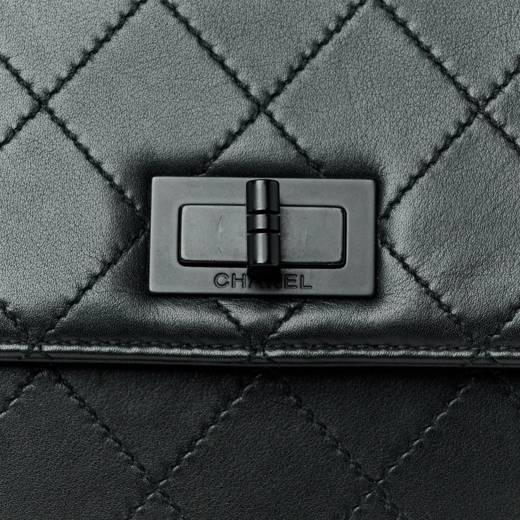 Calfskin Diamond Stitched Flap Shoulder Bag Black
