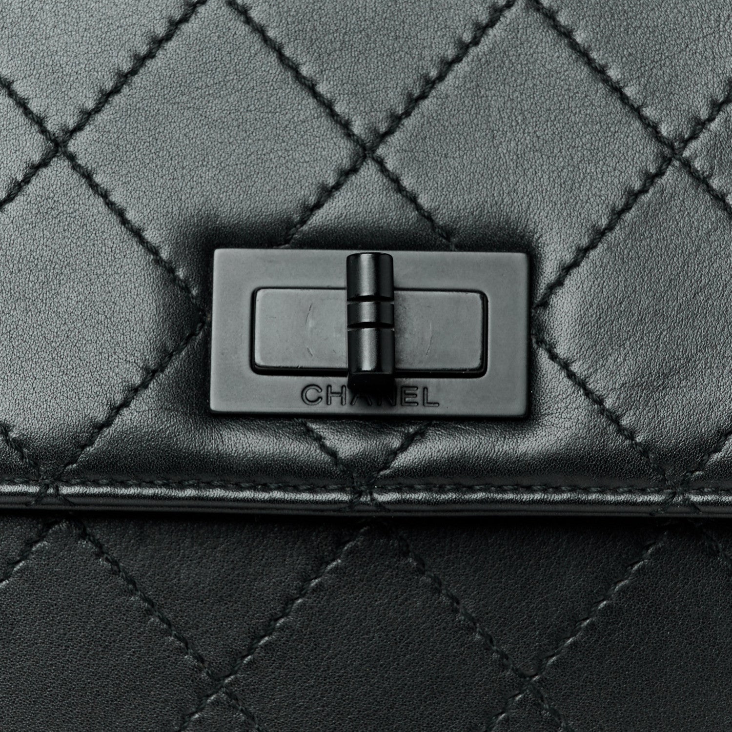 Calfskin Diamond Stitched Flap Shoulder Bag Black