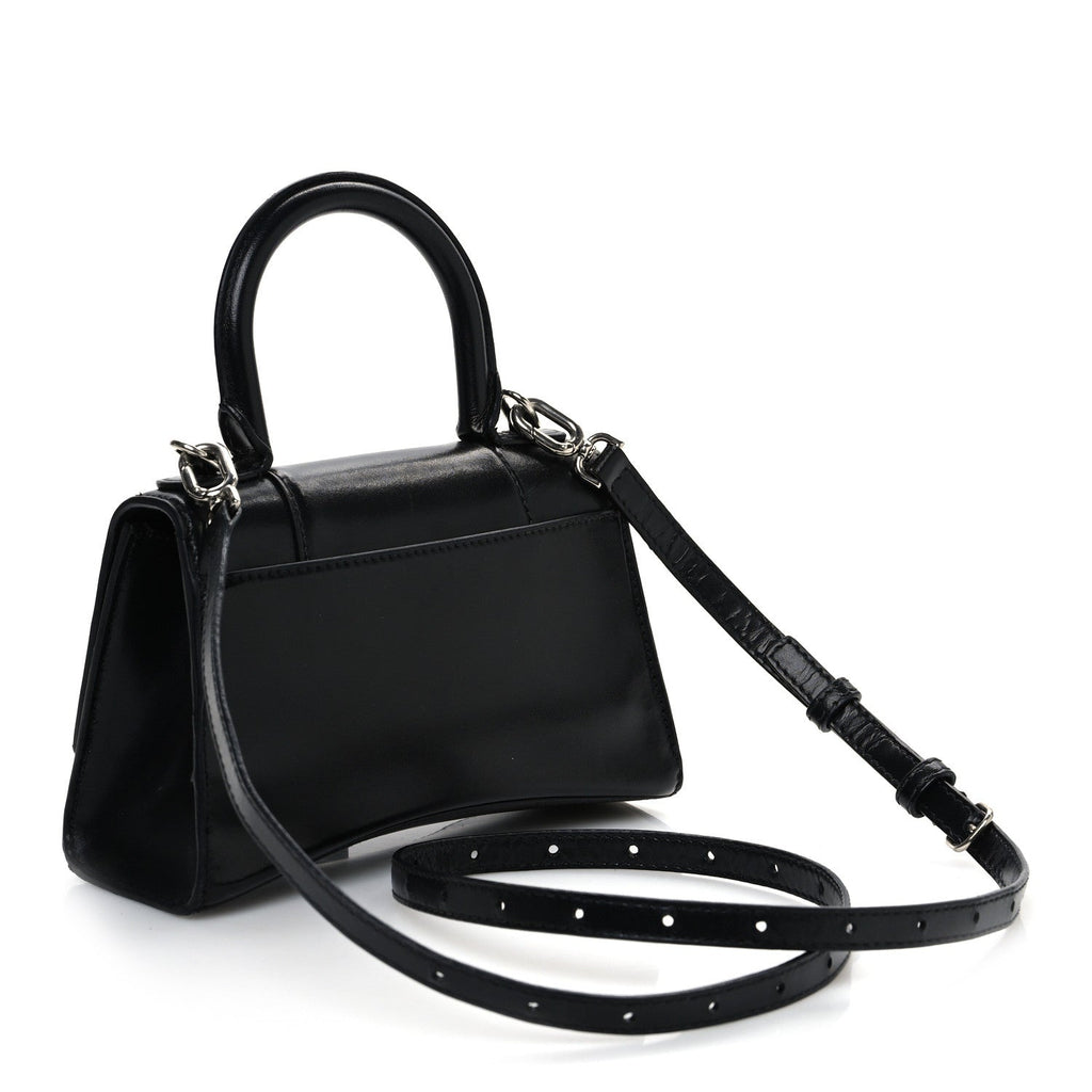 Box Calfskin Graffiti Logo Hourglass Top Handle Bag XS Black Silver