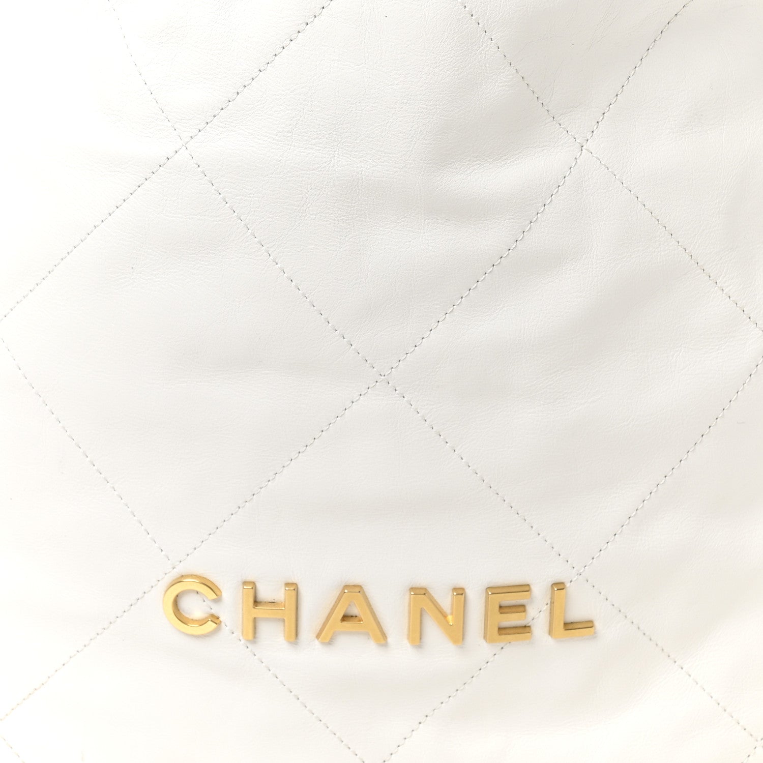 Shiny Calfskin Quilted Large Chanel 22 White
