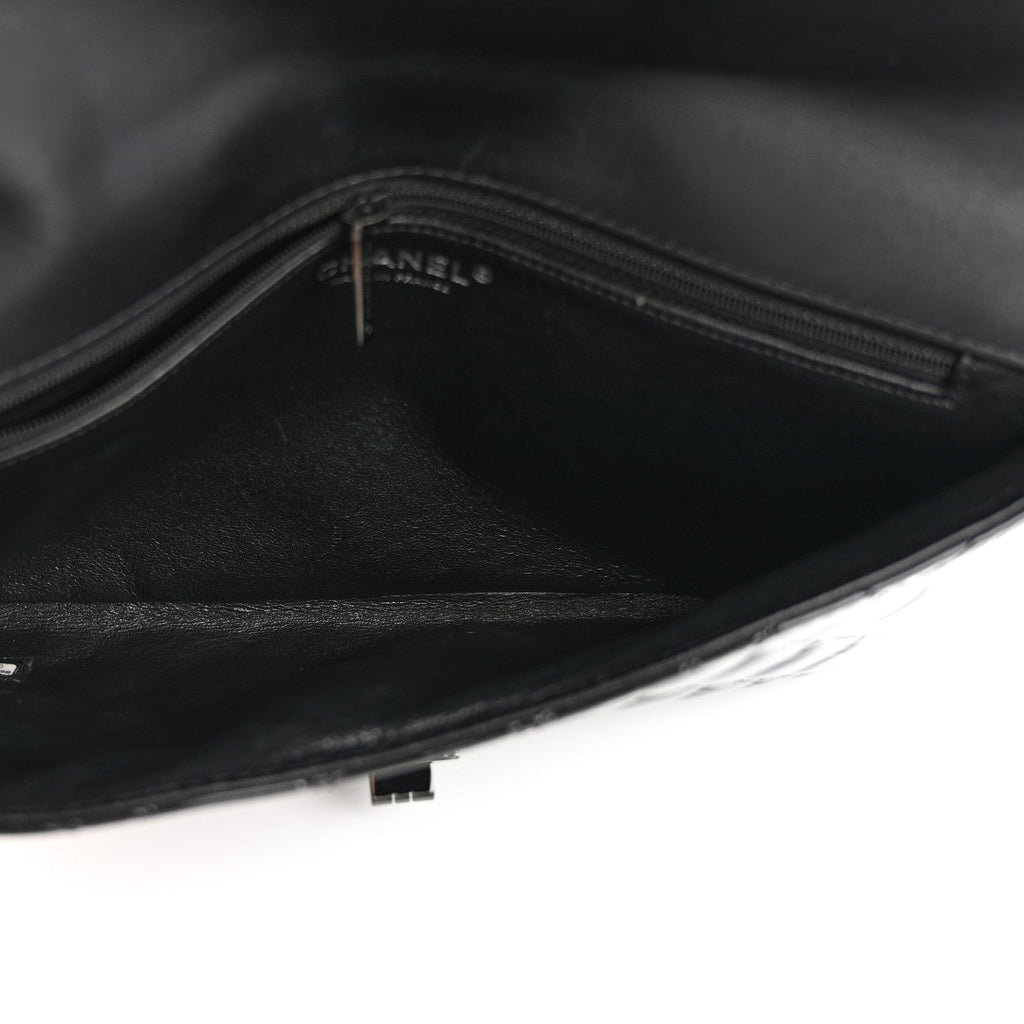 Patent Calfskin Quilted Reissue 2.55 Clutch So Black