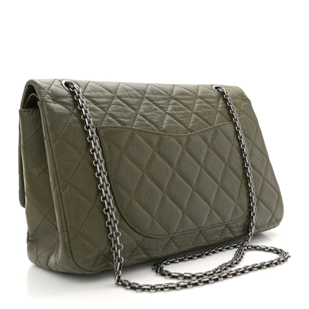 Aged Calfskin Quilted 2.55 Reissue 227 Flap Dark Green