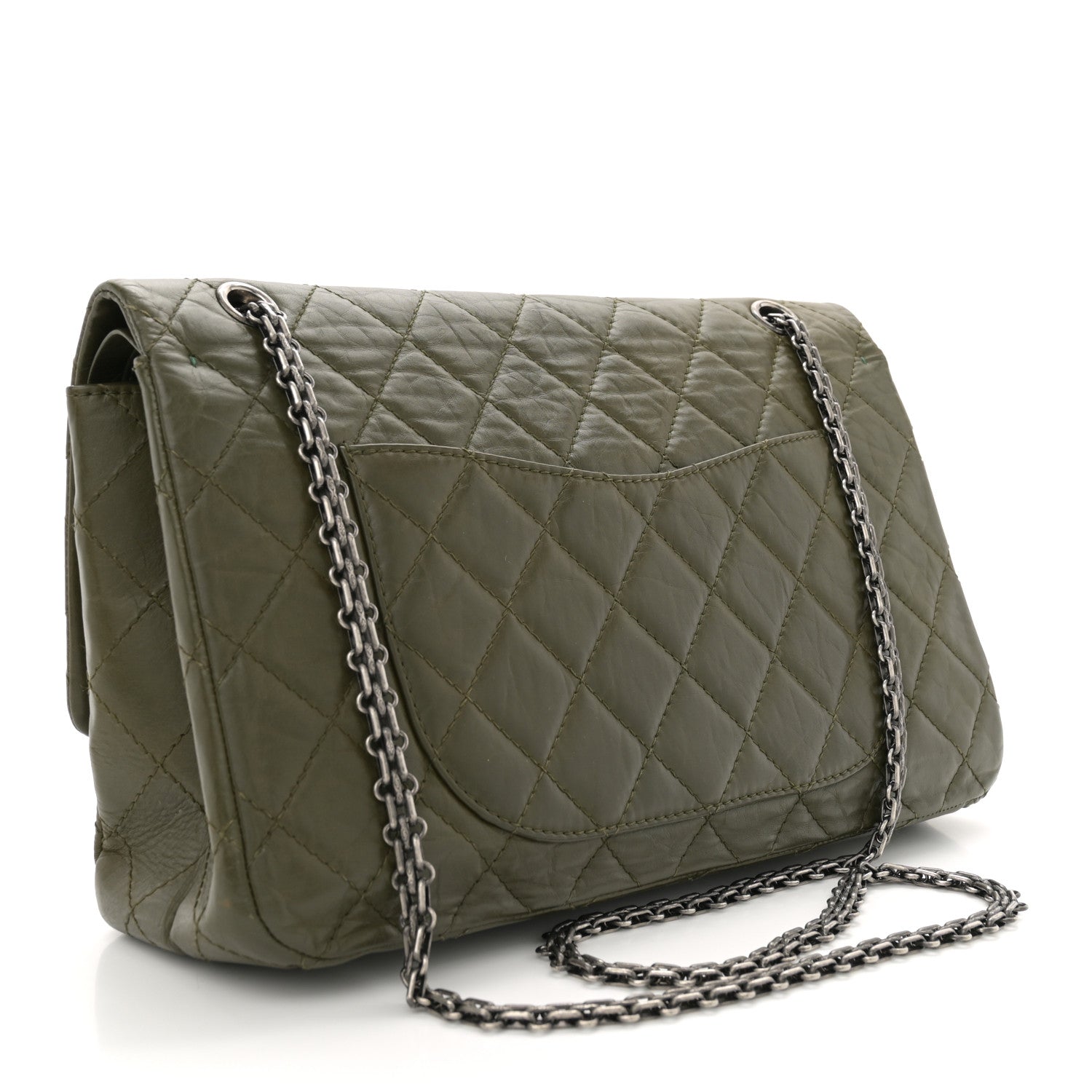 Aged Calfskin Quilted 2.55 Reissue 227 Flap Dark Green