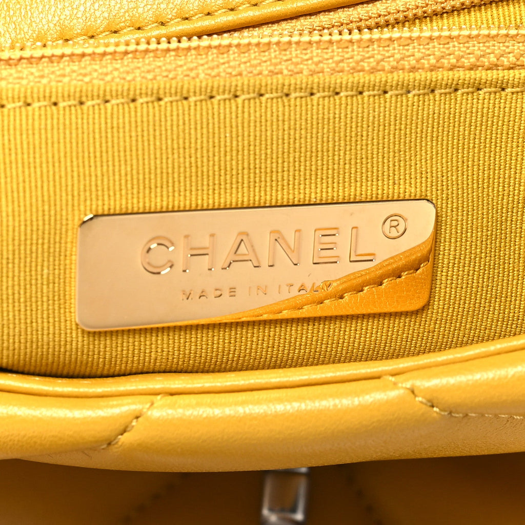 Lambskin Quilted Medium Chanel 19 Flap Yellow