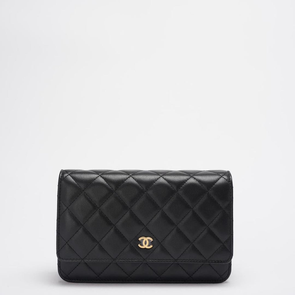 Chanel Wallet On Chain (WOC) Black Bag In Lambskin Leather With Gold Hardware 2018