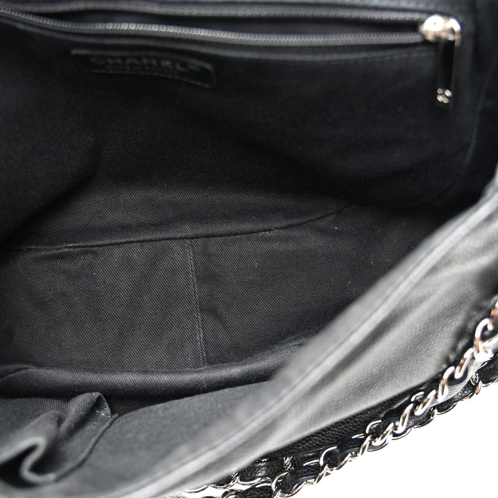 Caviar Half Moon Large Flap Black
