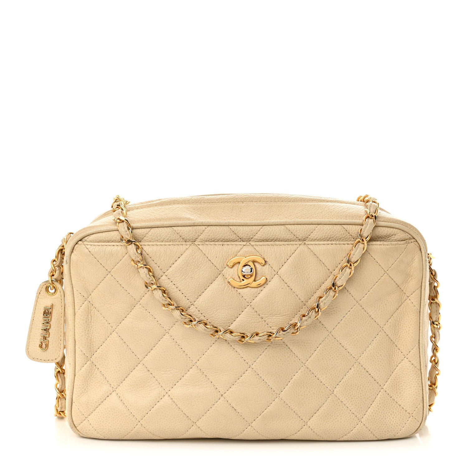 Caviar Quilted Camera Case Beige Clair