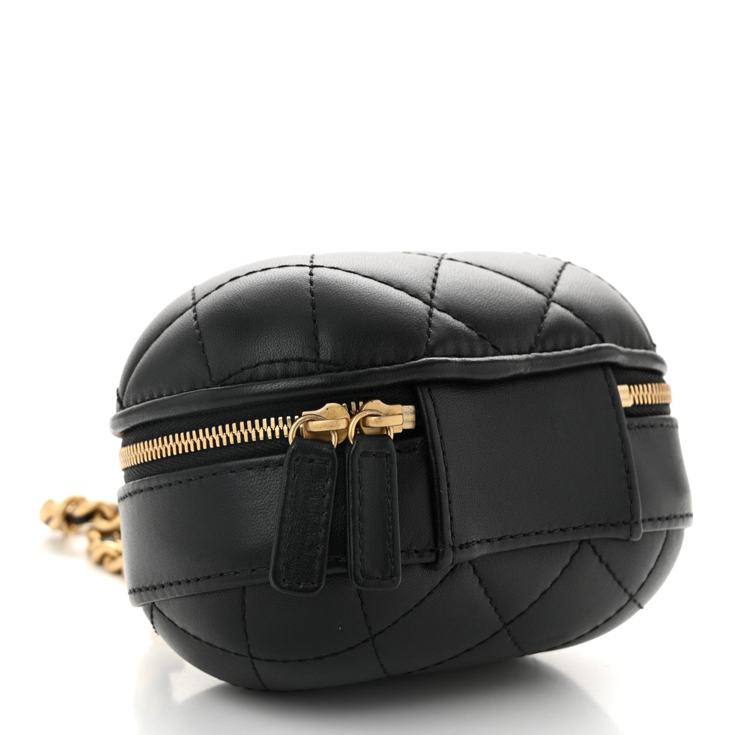 Lambskin Quilted Small CC Bubble Vanity Case With Chain Black