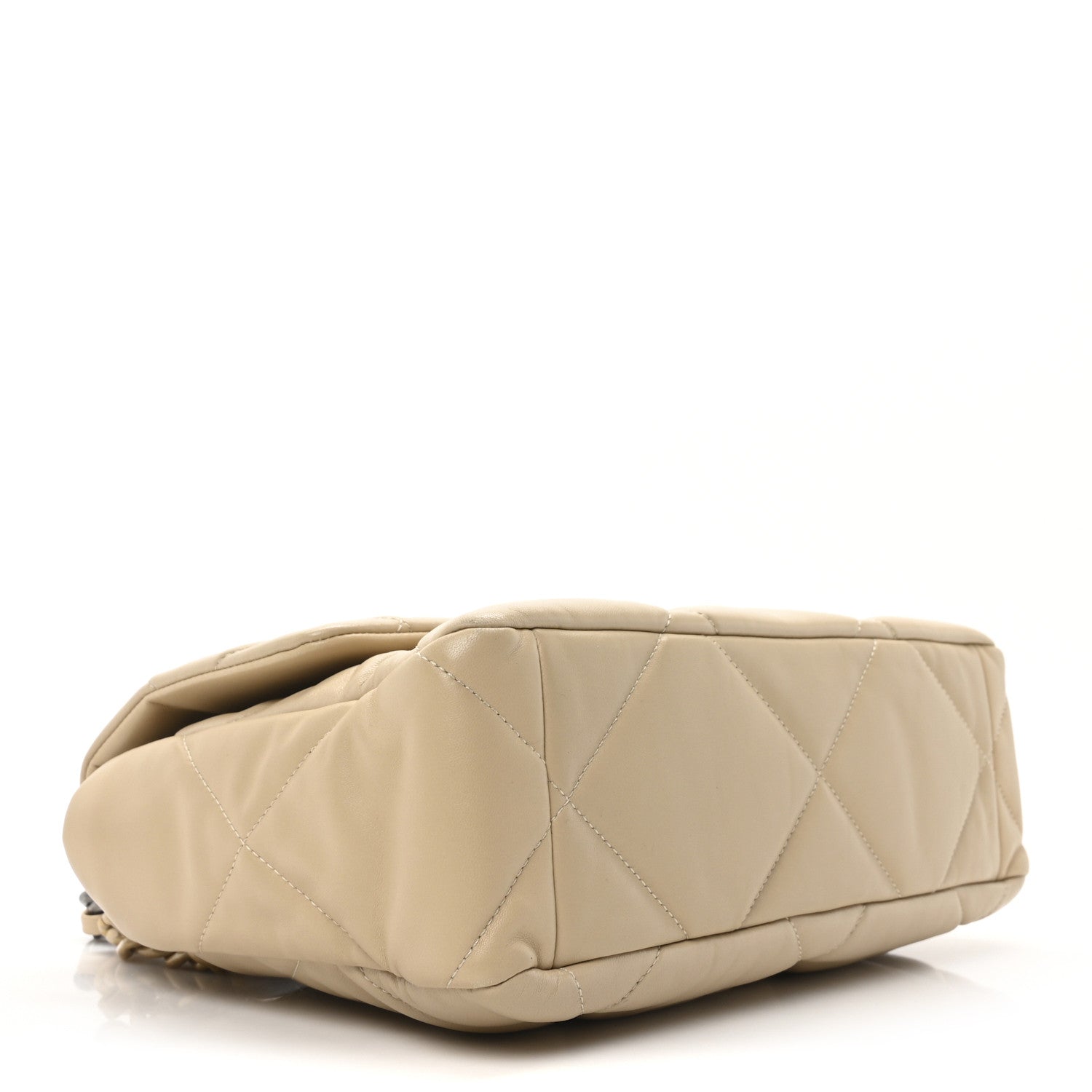 Lambskin Quilted Large Chanel 19 Flap Beige