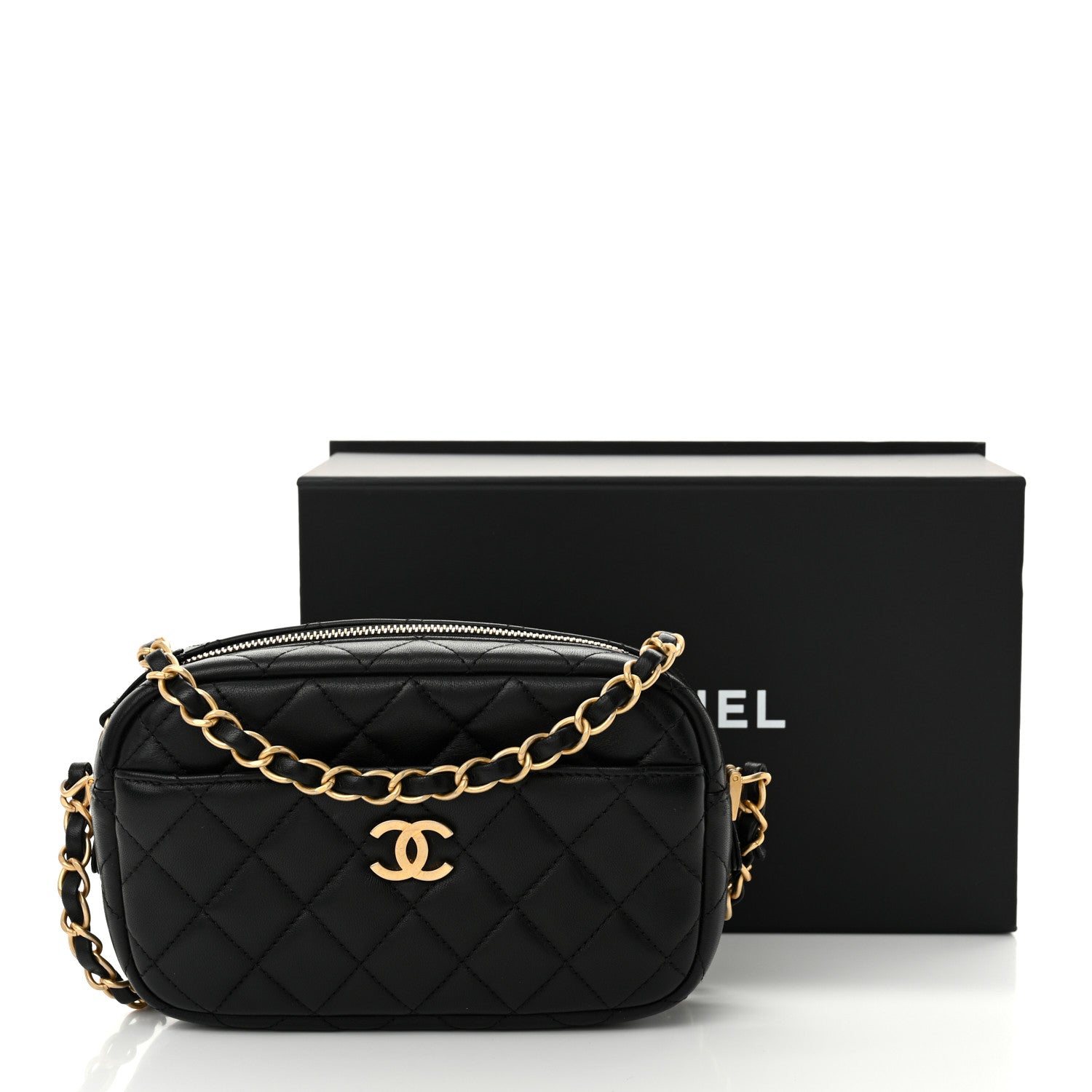 Lambskin Quilted Camera Bag Black