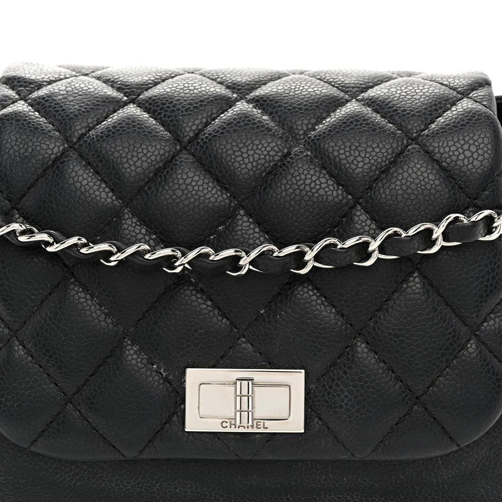 Caviar Quilted Accordion Mademoiselle Flap Black