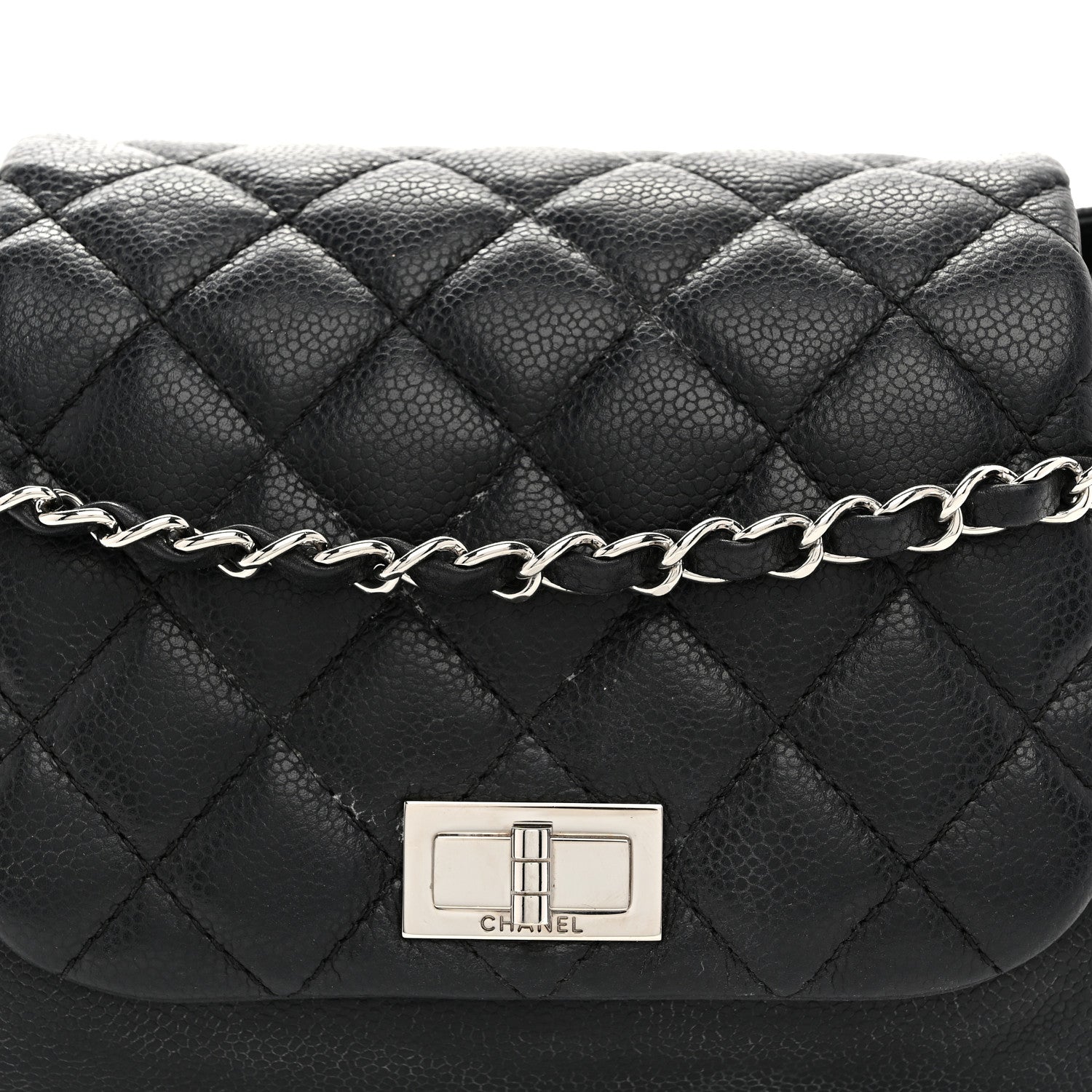 Caviar Quilted Accordion Mademoiselle Flap Black