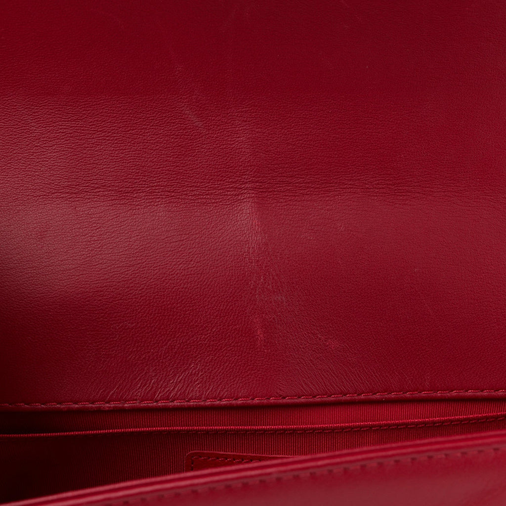 Lambskin Quilted Medium Boy Flap Black Red