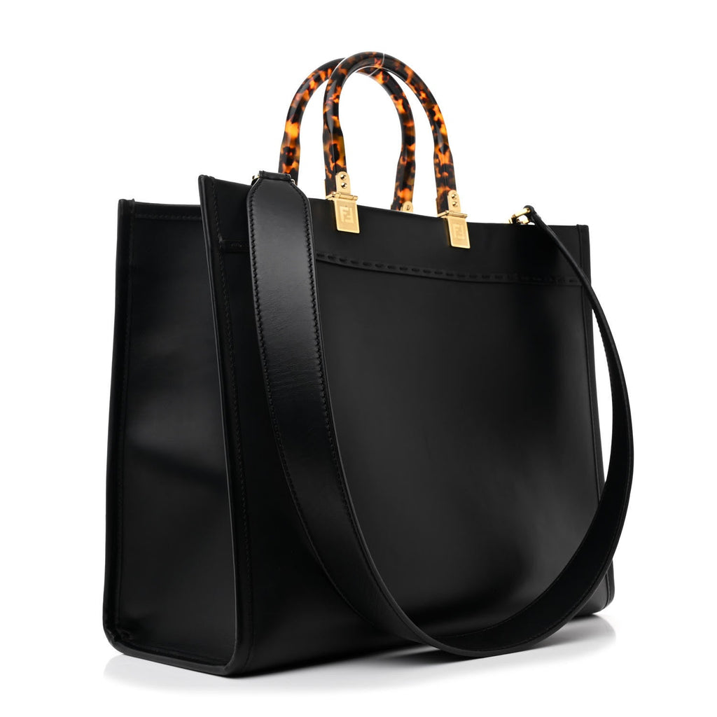 Vitello King Plexiglass Medium Fendi Sunshine Shopper Tote Black