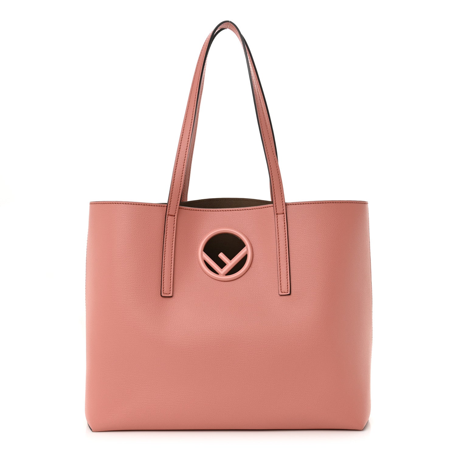 Vitello Vienna Enamel F is Fendi Shopping Tote Macaron Taupe