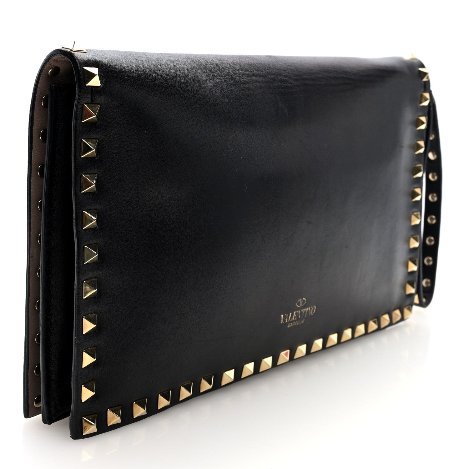 Nappa Rockstud Wristlet Clutch Black