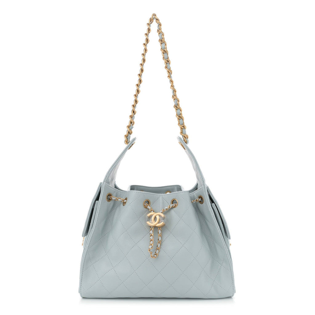 Caviar Quilted Small Chanel 25 Handbag Light Blue