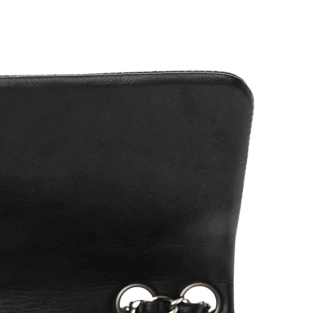 Lambskin Quilted Lady Graphic Flap Black