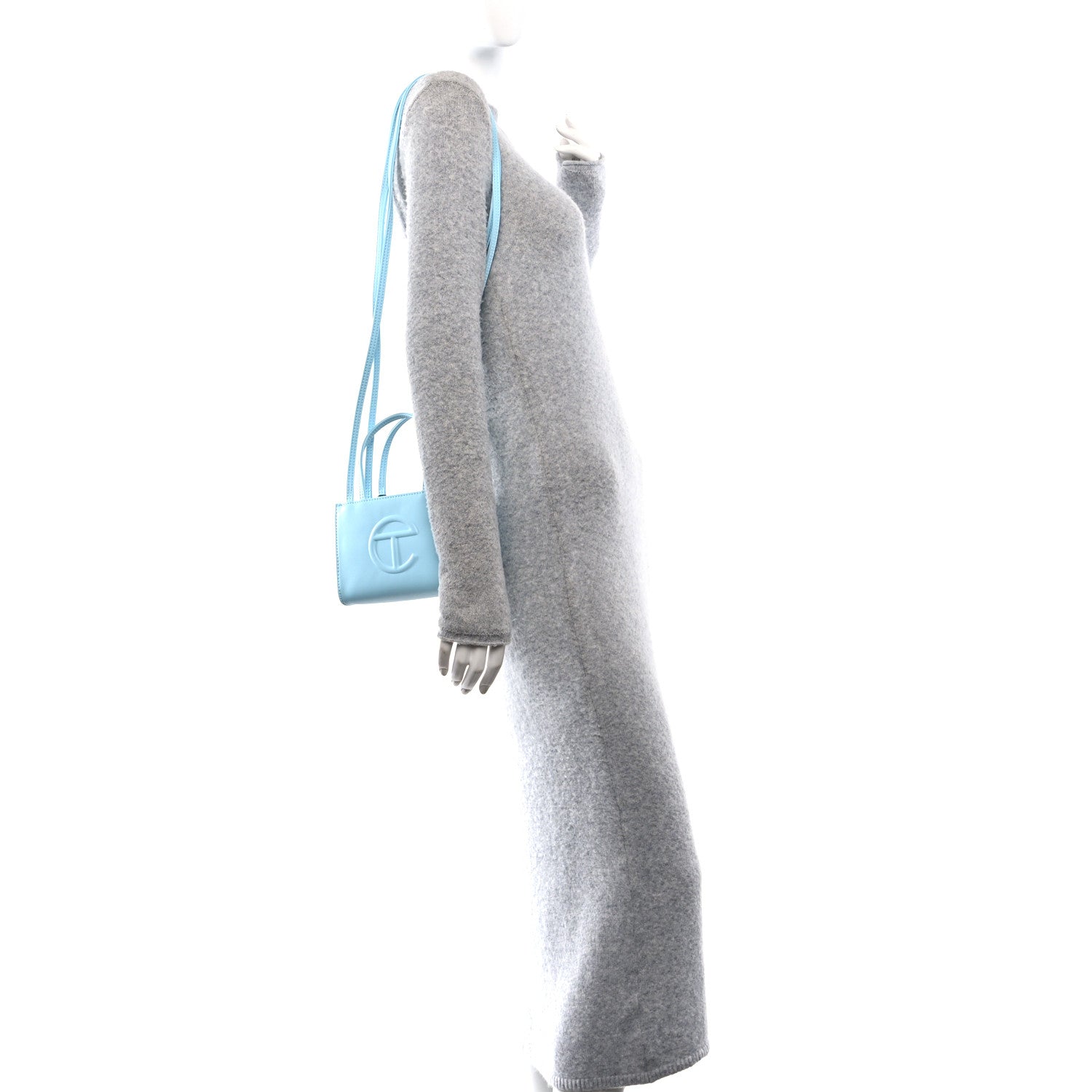 Vegan Leather Small Shopping Bag Pool Blue