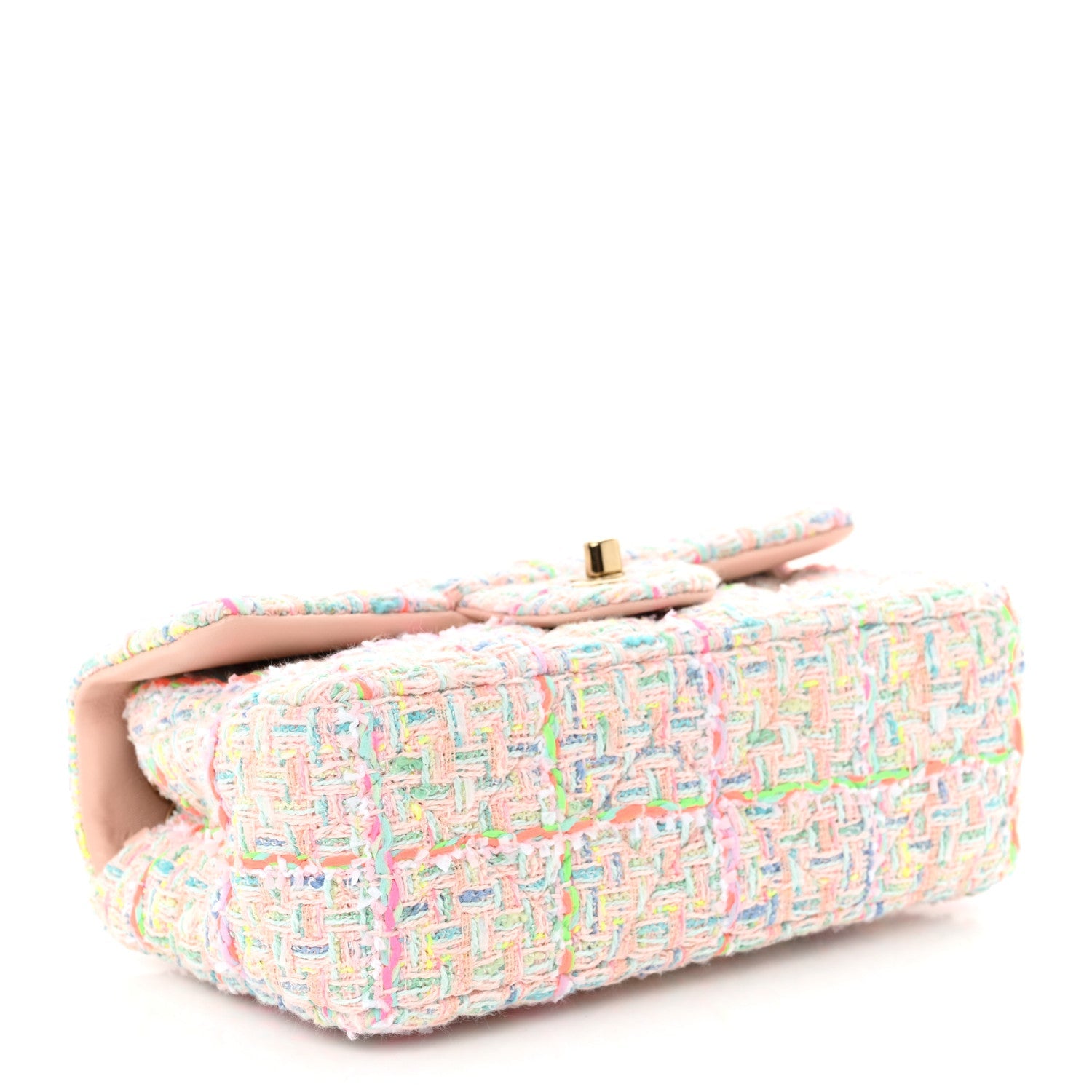 Tweed Quilted Mini Rectangular Flap Pink Green Orange Purple