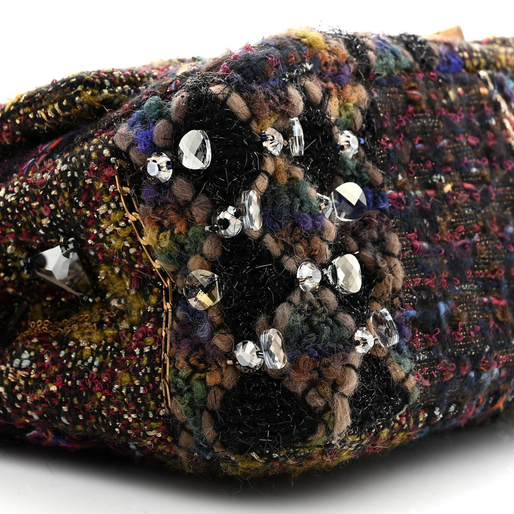 Tweed Crystal Embellished Paris Byzance Reissue 2.55 Classic 227 Flap Black Multicolor
