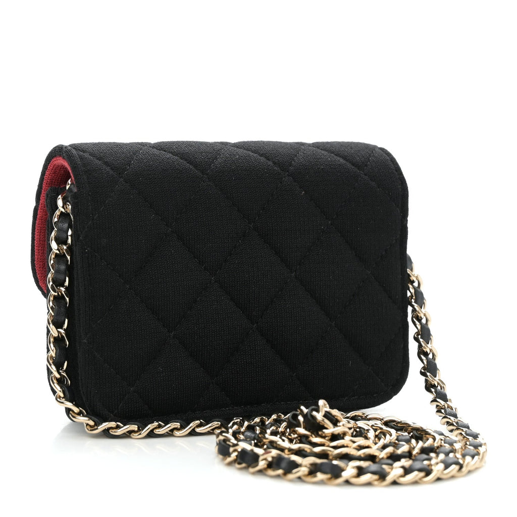 Jersey Quilted Micro Mini Flap Black