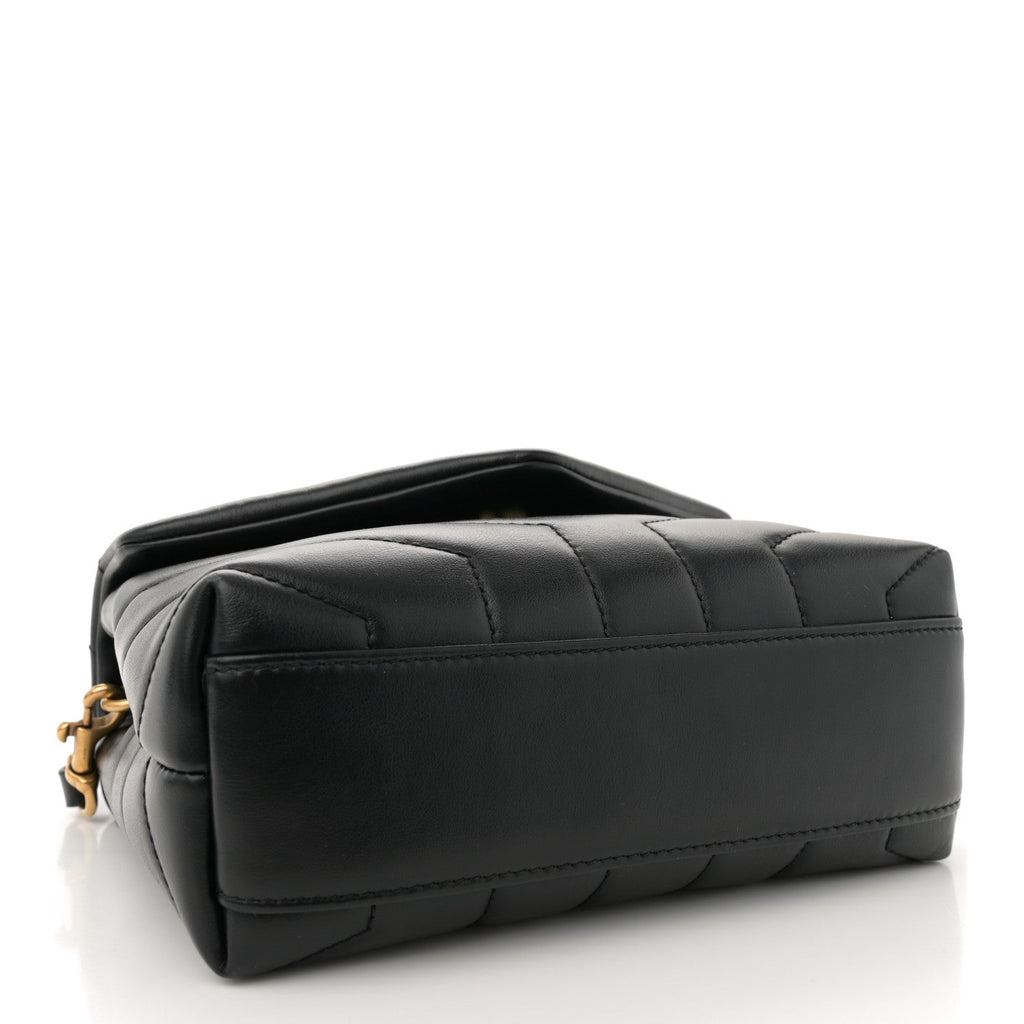 Calfskin Y Quilted Monogram Toy Loulou Crossbody Bag Black