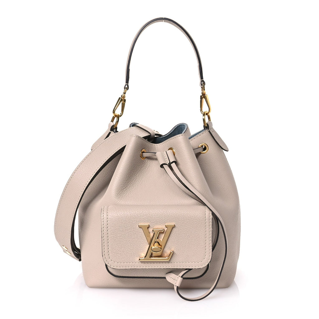 Calfskin Lockme Bucket MM Greige