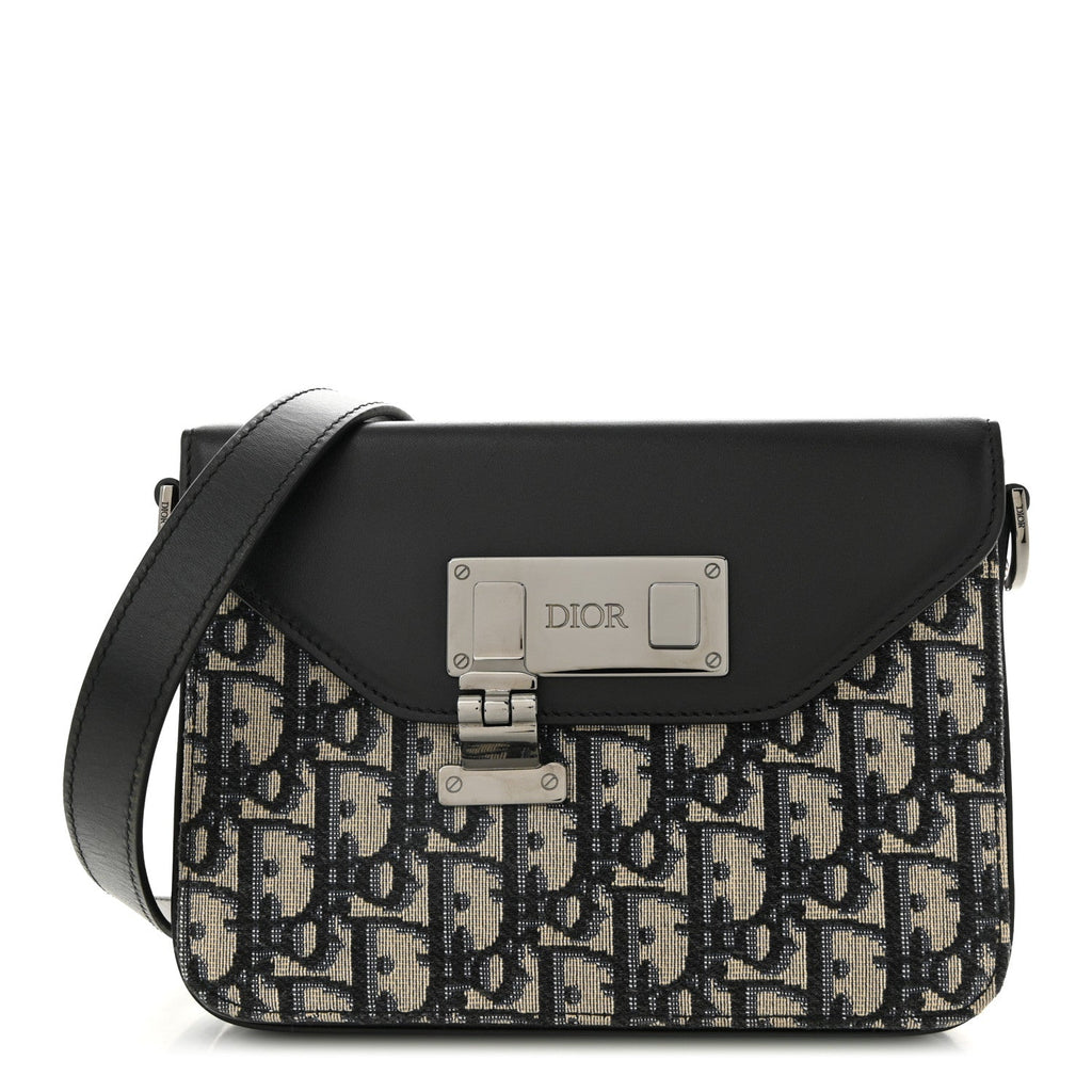 Oblique Smooth Calfskin Messenger Beige Black