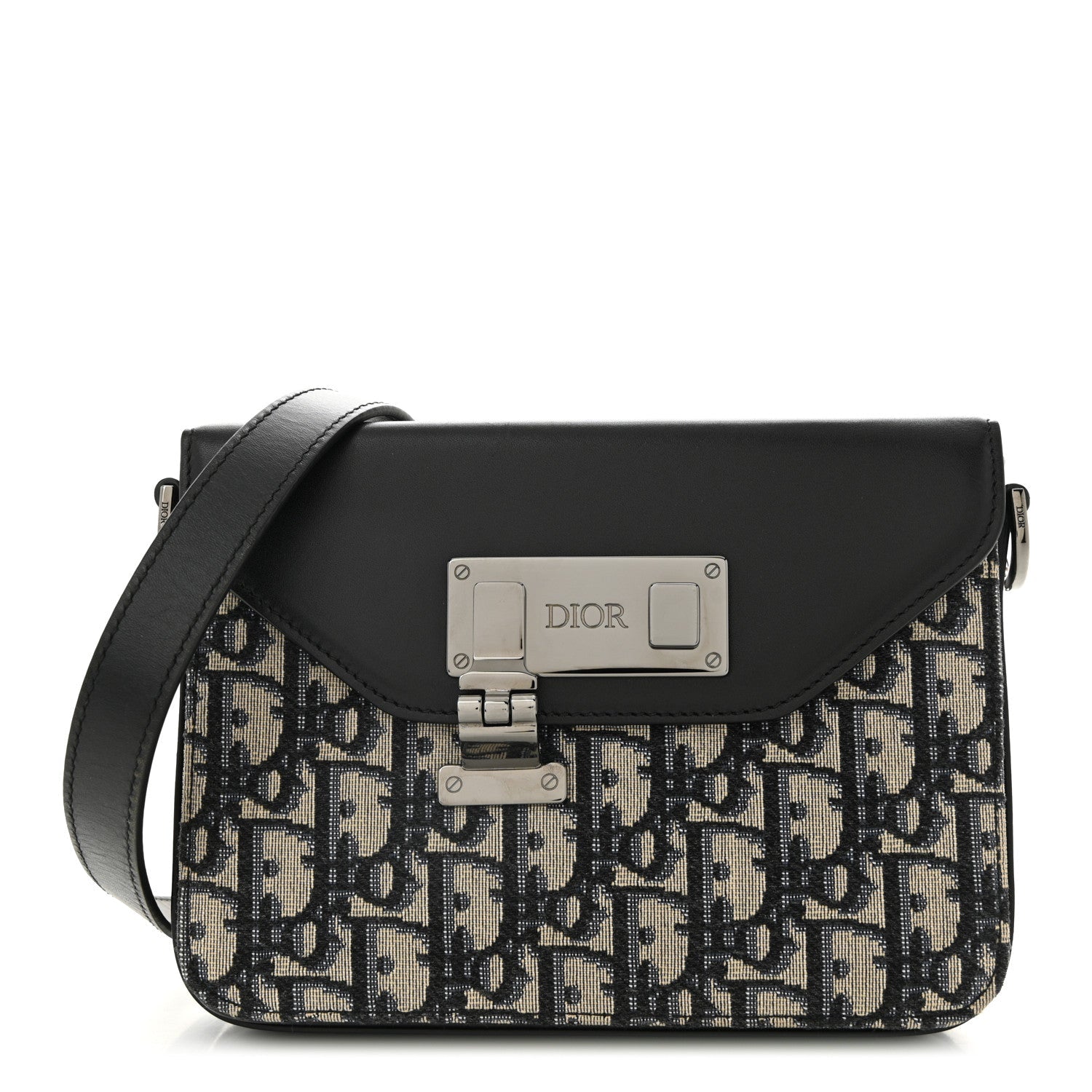 Oblique Smooth Calfskin Messenger Beige Black