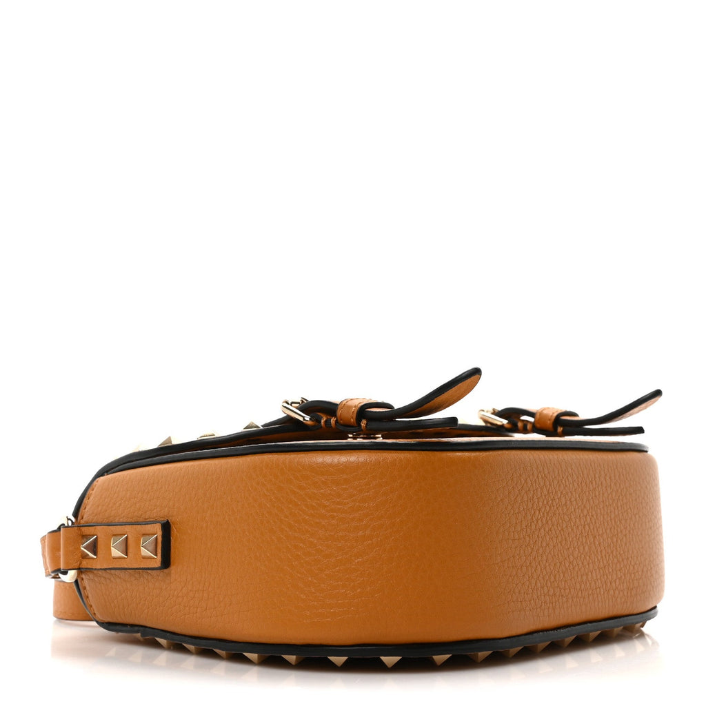 Vitello Small Rockstud Satchel Crossbody Bag Light Cuir