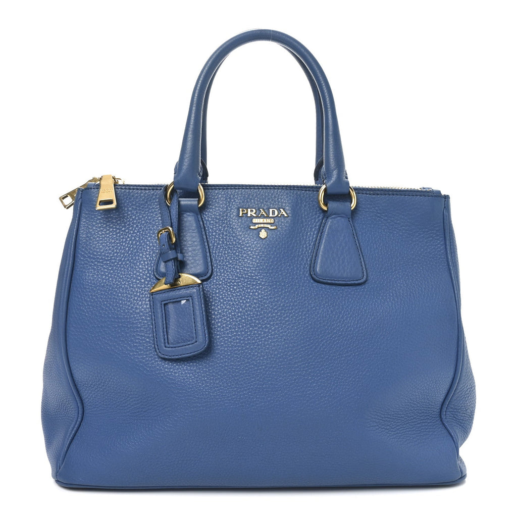 Vitello Daino Large Double Zip Tote Cobalto