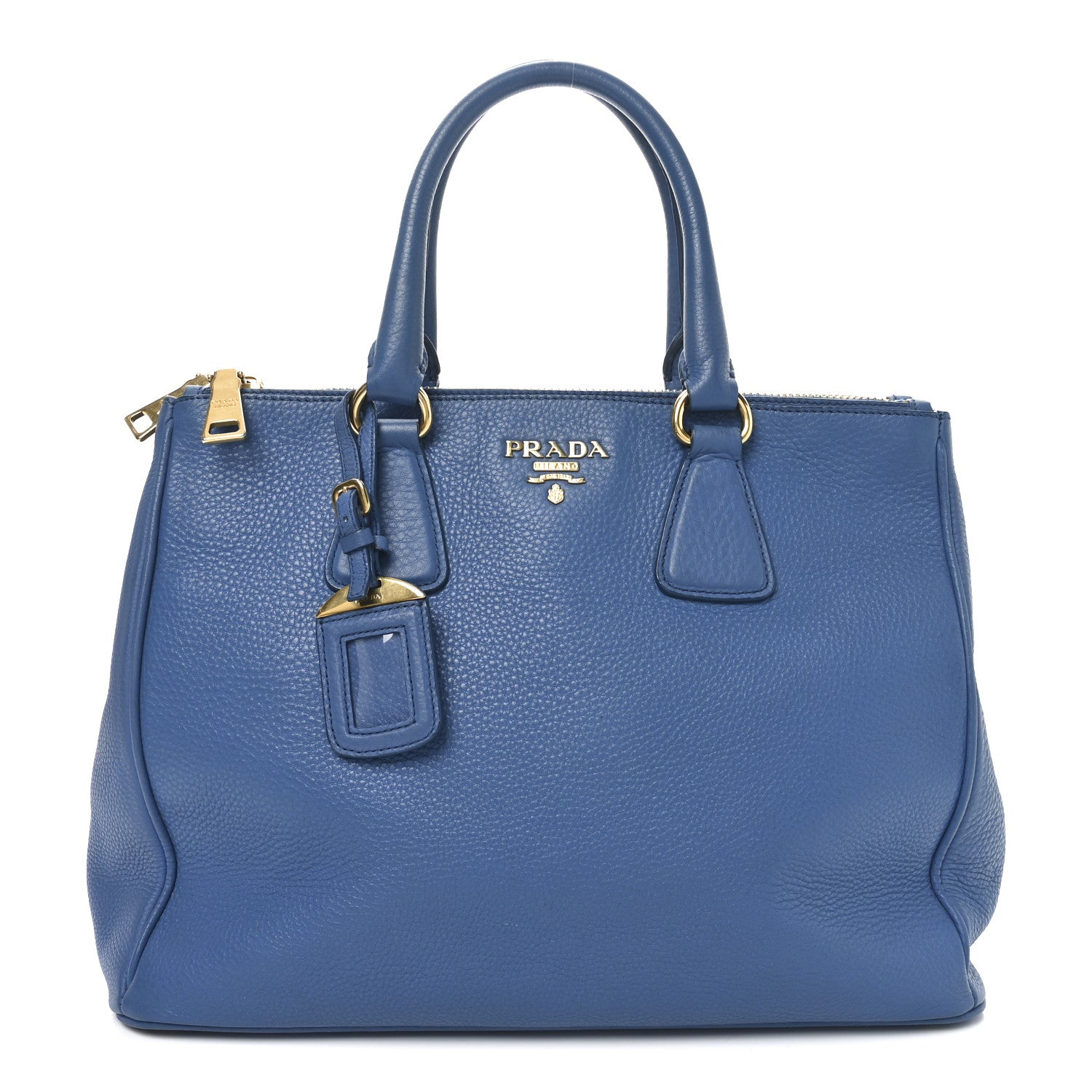 Vitello Daino Large Double Zip Tote Cobalto
