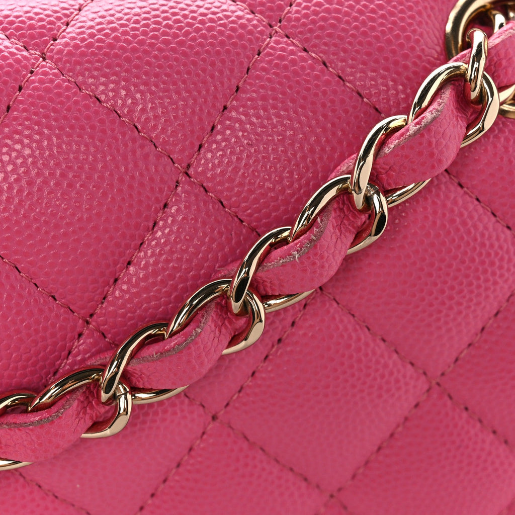 Caviar Quilted Small Double Flap Pink