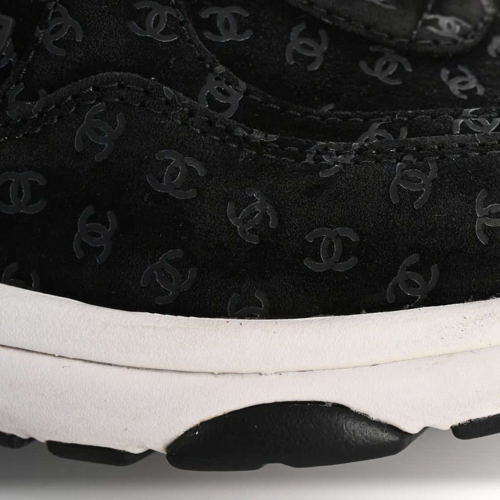 Suede Calfskin Printed CC Sneakers 38.5 Black
