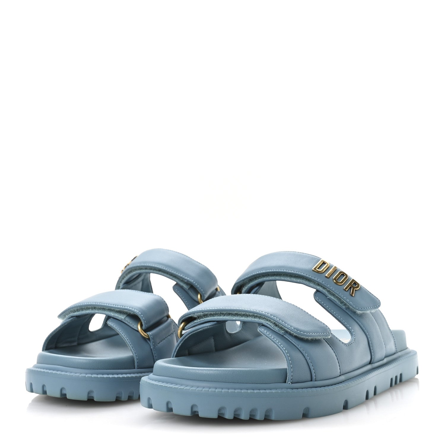 Lambskin Dioract 10mm Slide Sandals 37.5 Dusty Sky