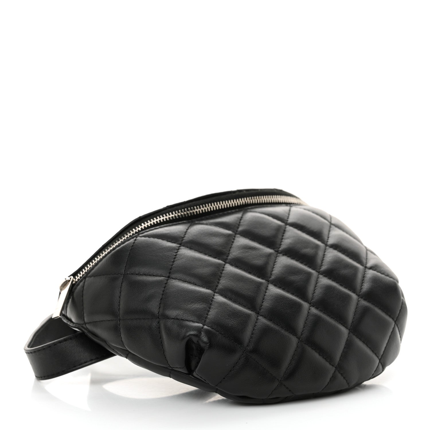 Calfskin Quilted Waist Belt Bag Black