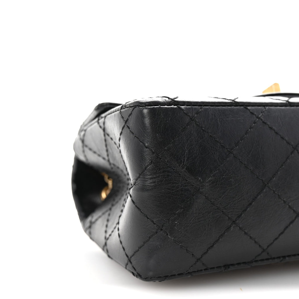 Aged Calfskin Quilted 2.55 Reissue Mini Flap Black