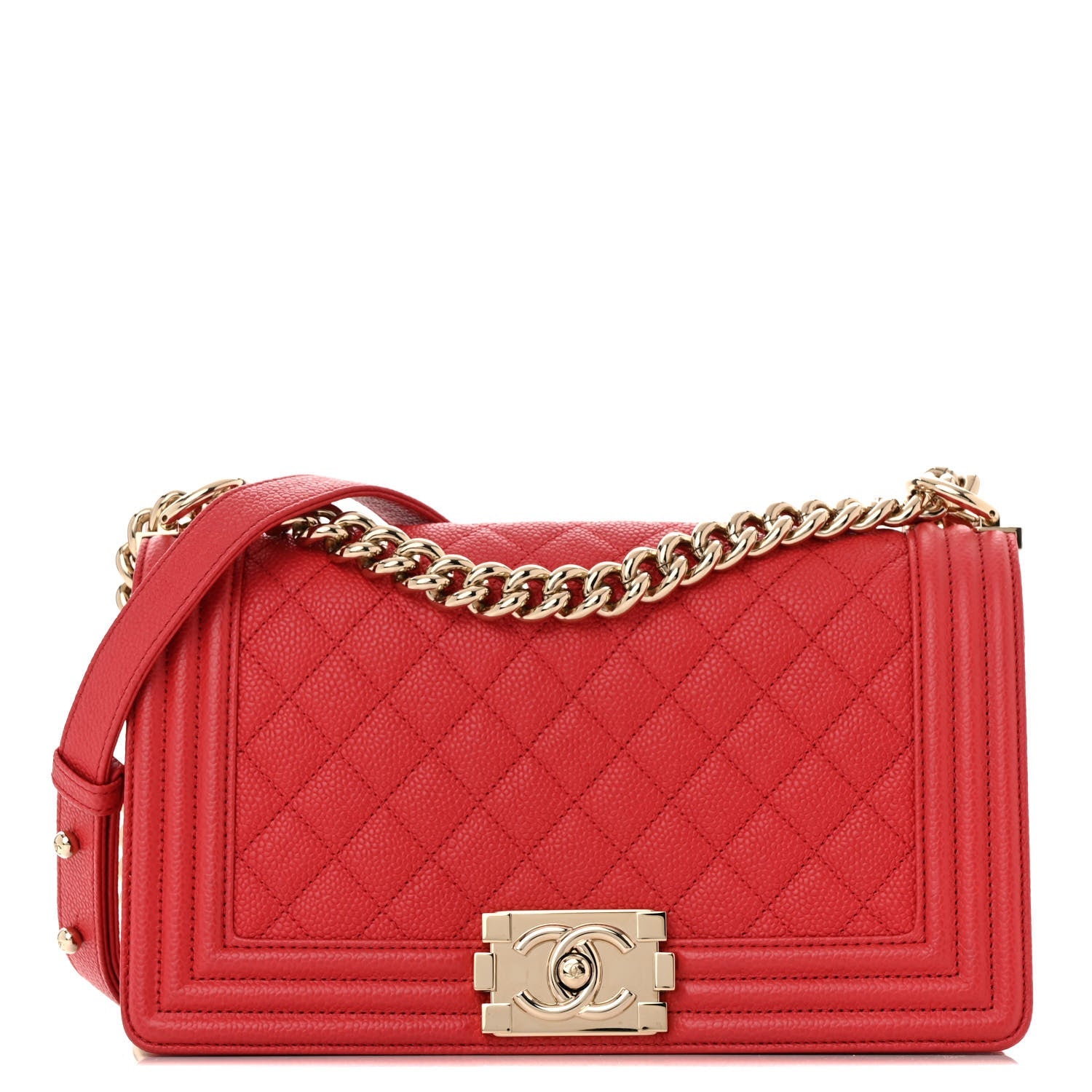 Caviar Quilted Medium Boy Flap Dark Pink