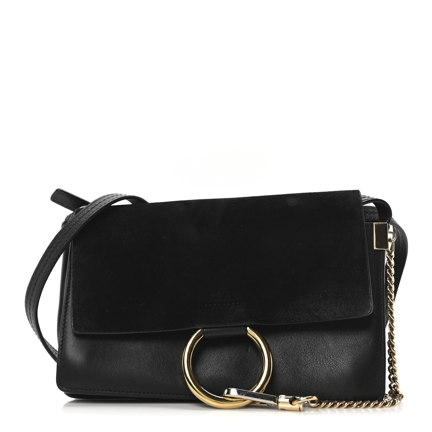 Suede Calfskin Small Faye Shoulder Bag Black