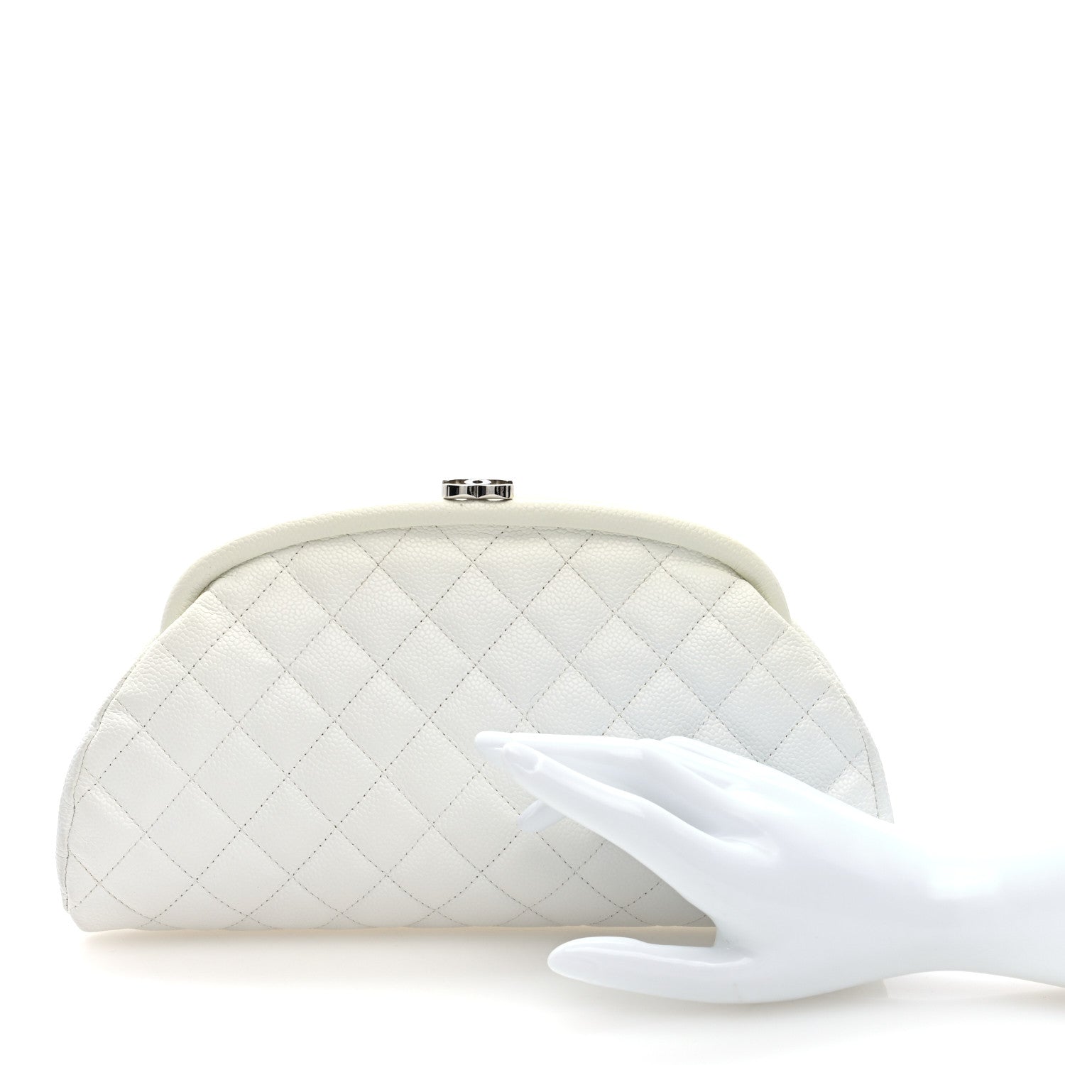 Caviar Quilted Timeless Clutch White