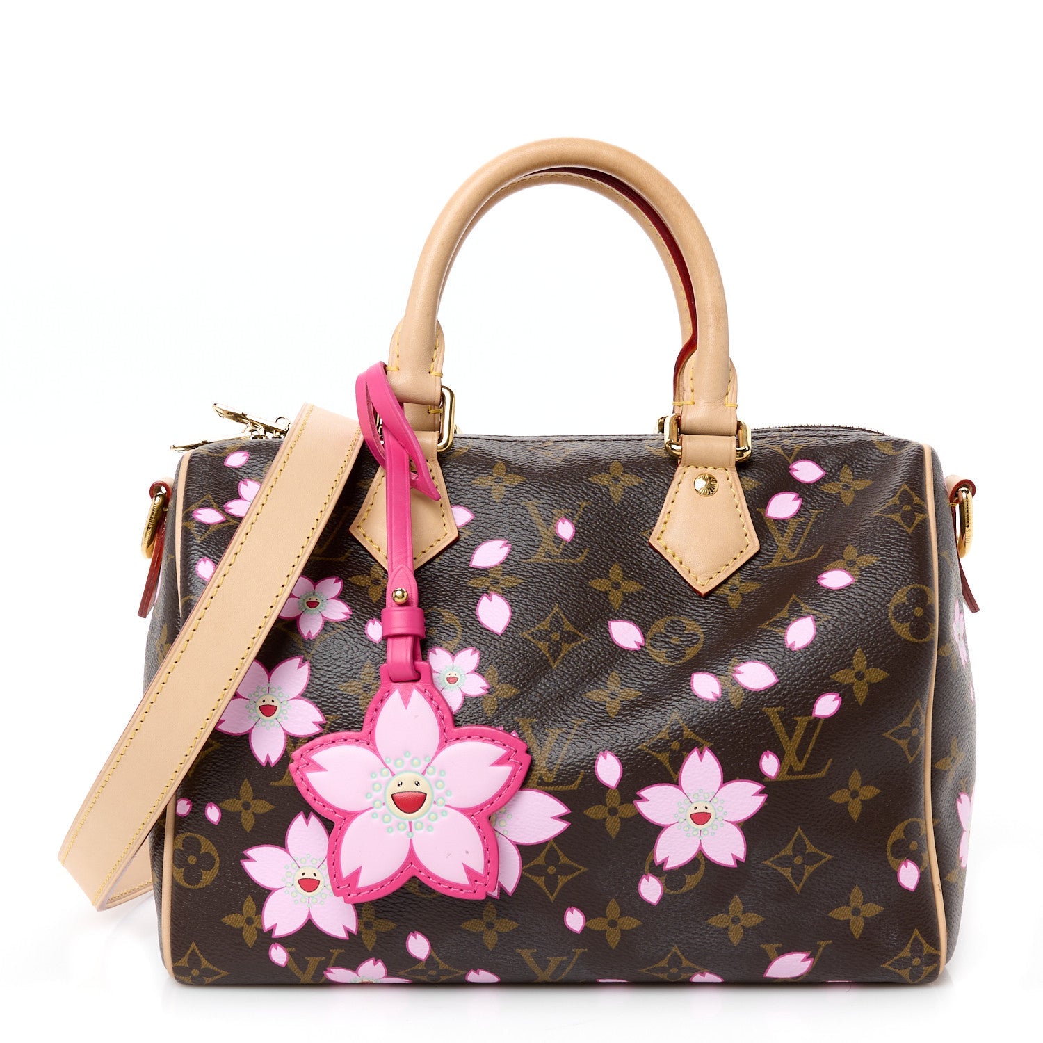 LV X TM Monogram Cherry Blossom Speedy Bandouliere 25 Sakura Brown