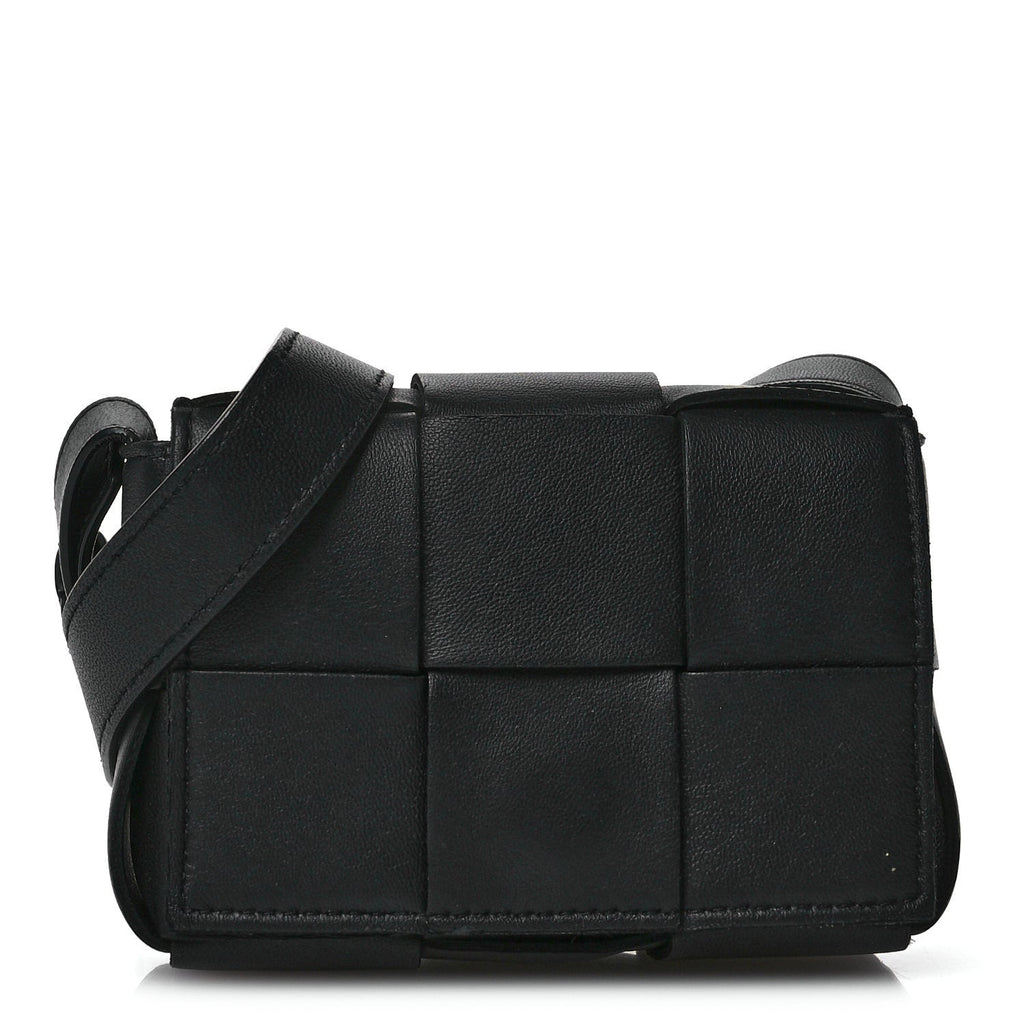 Lambskin Maxi Intrecciato Extra Mini Cassette Crossbody Bag Black