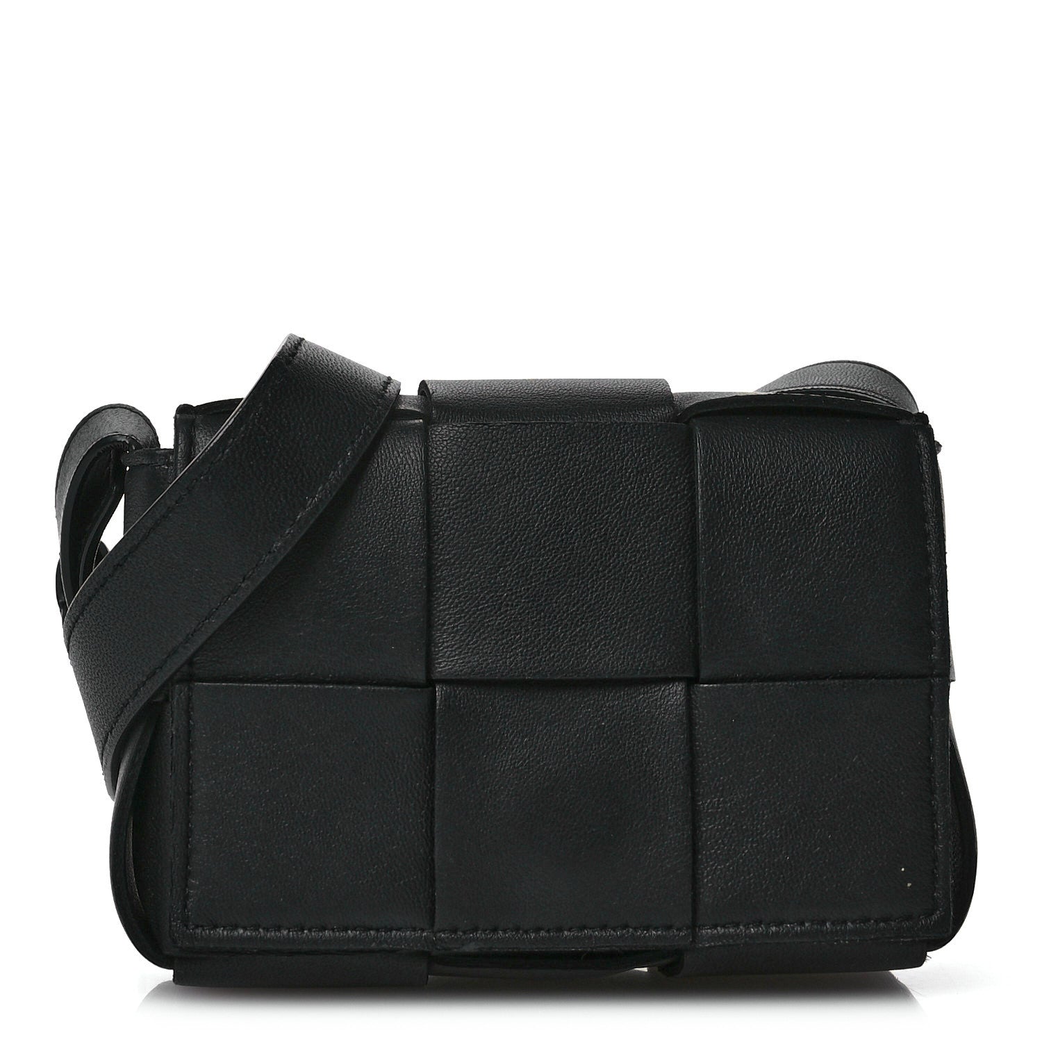 Lambskin Maxi Intrecciato Extra Mini Cassette Crossbody Bag Black