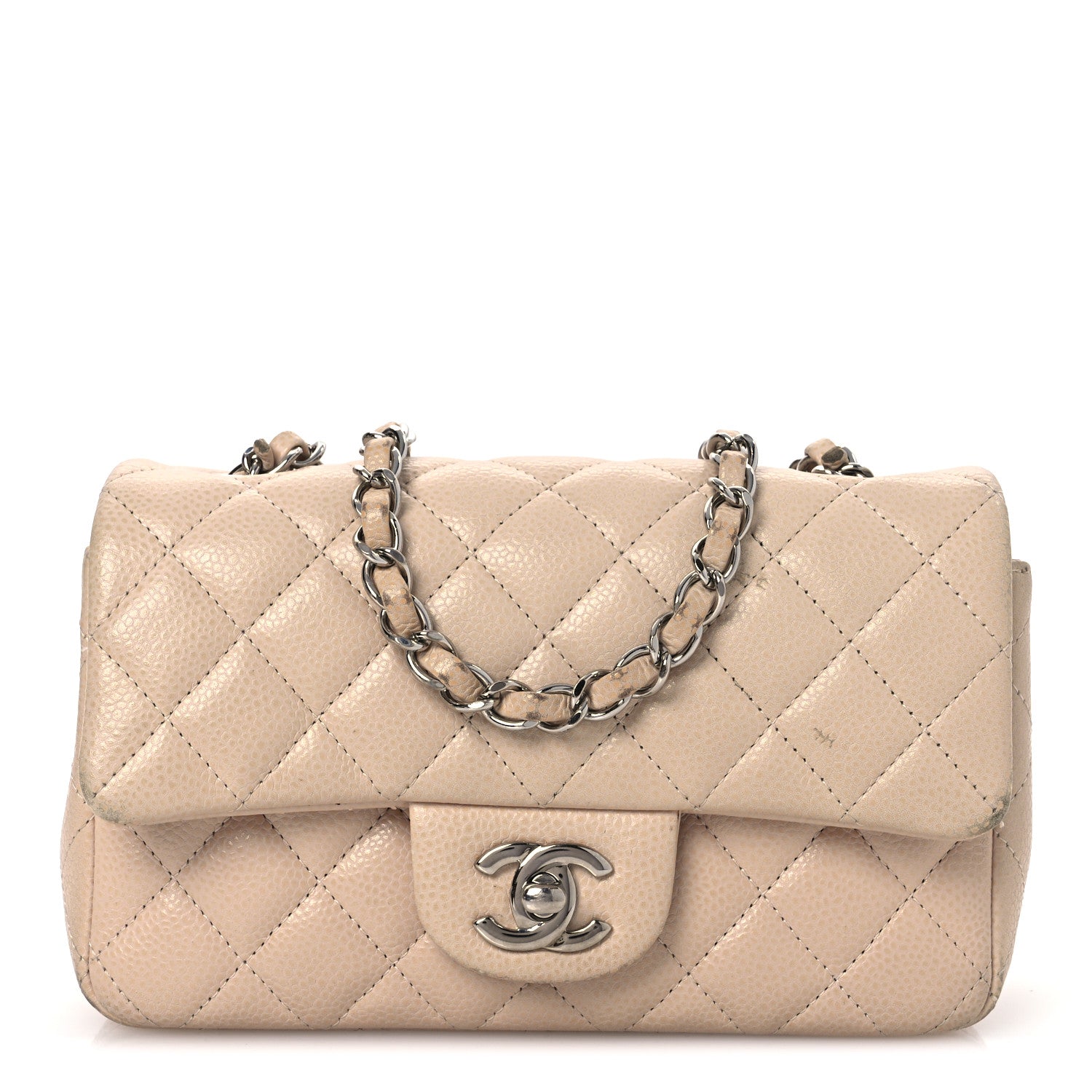 Caviar Quilted Mini Rectangular Flap Light Pink