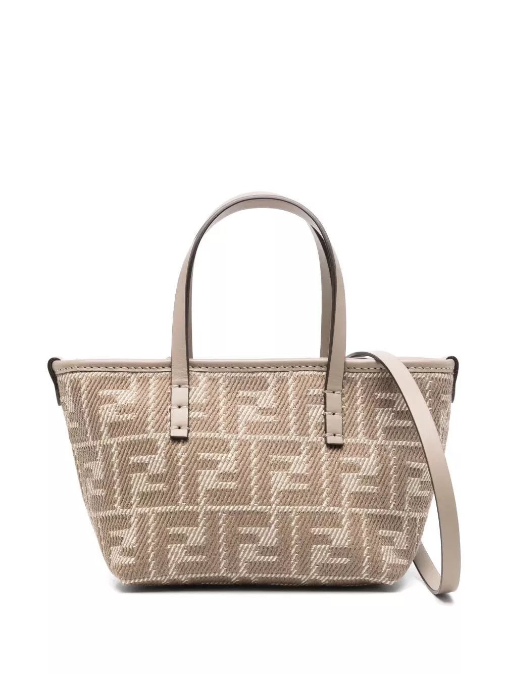 denim-effect ff jacquard roll mini bag