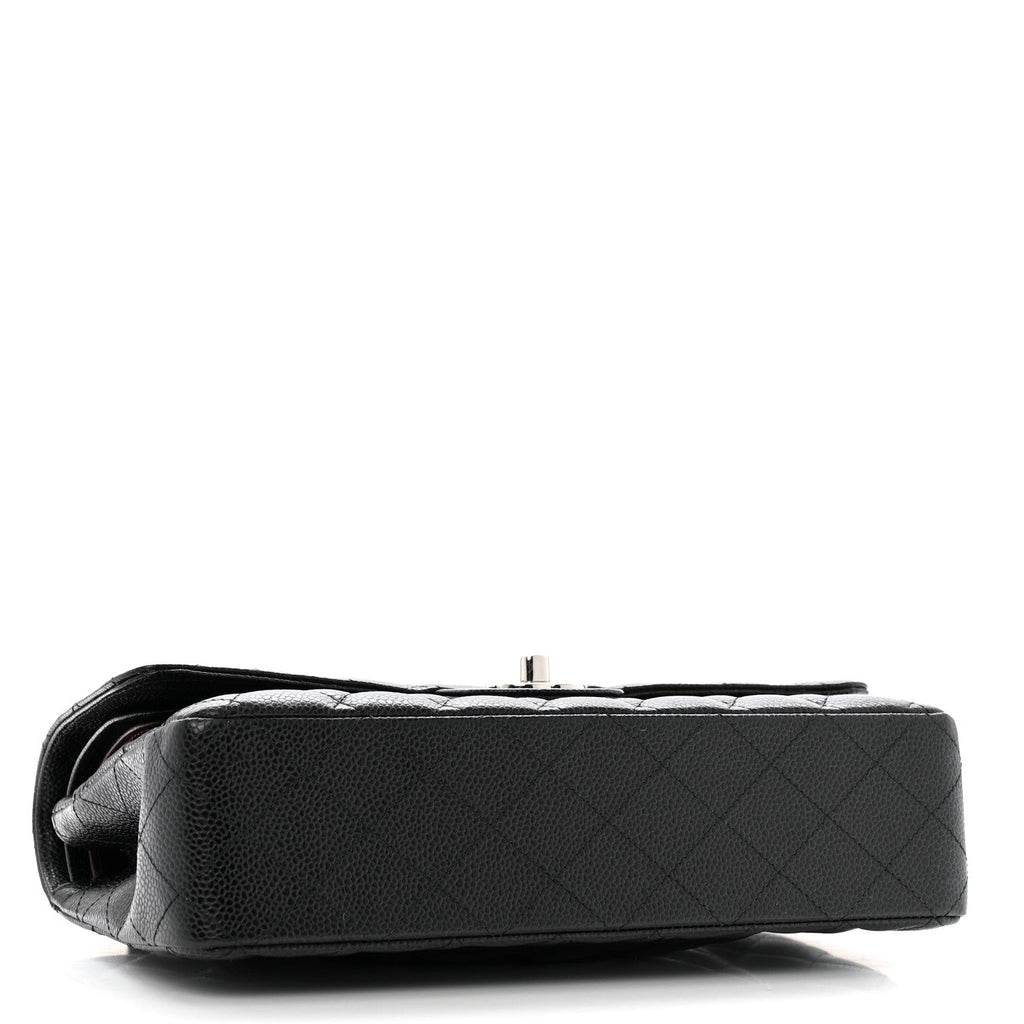 Caviar Quilted Medium Double Flap Black