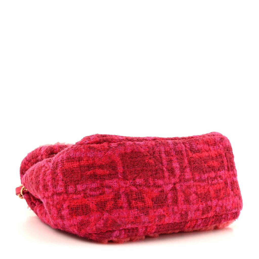 Shearling Tweed Quilted Mini Square Flap Bag Pink
